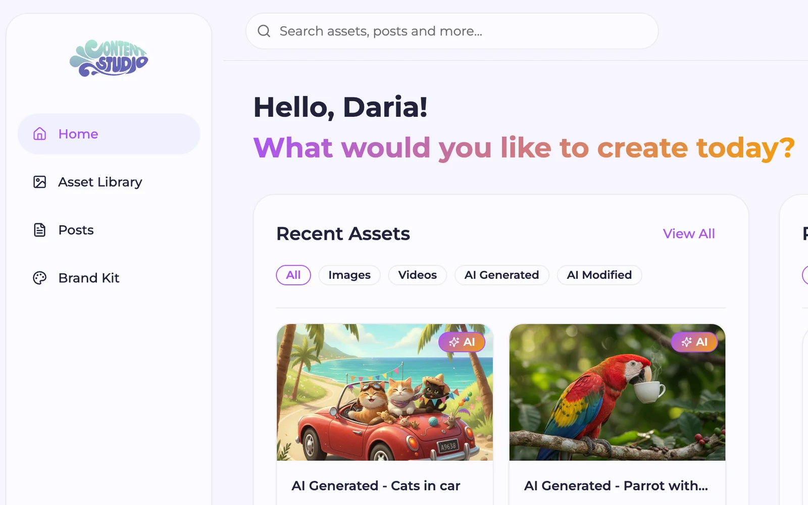 AI Content Studio like Buffer — app screenshot