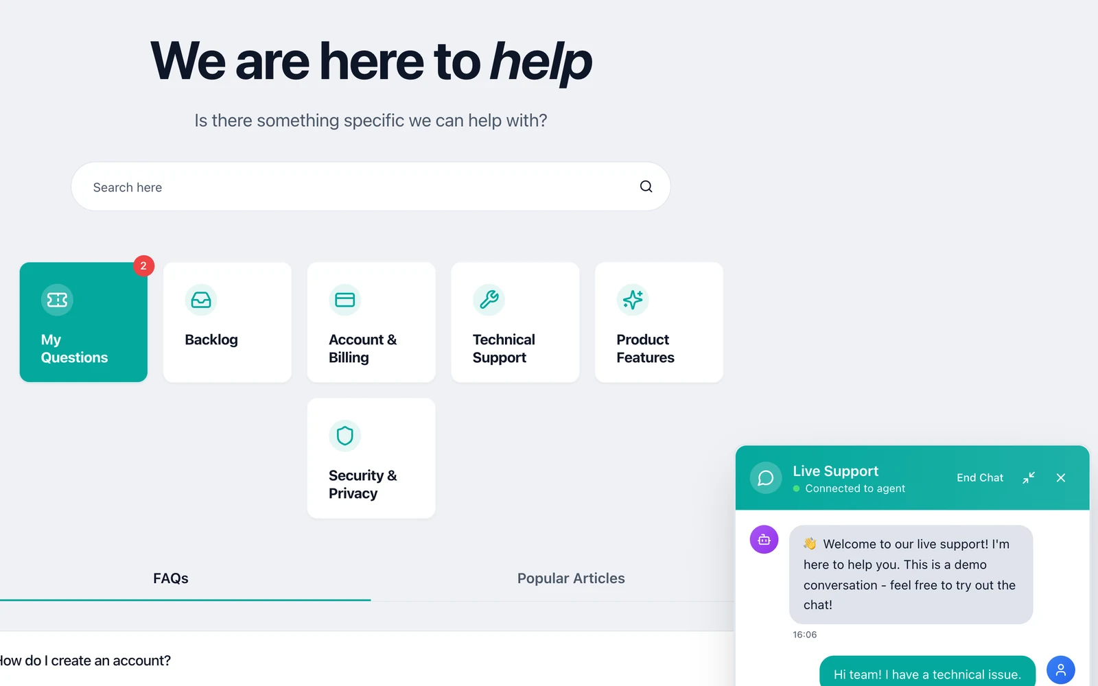 Help Desk like Zendesk — app screenshot