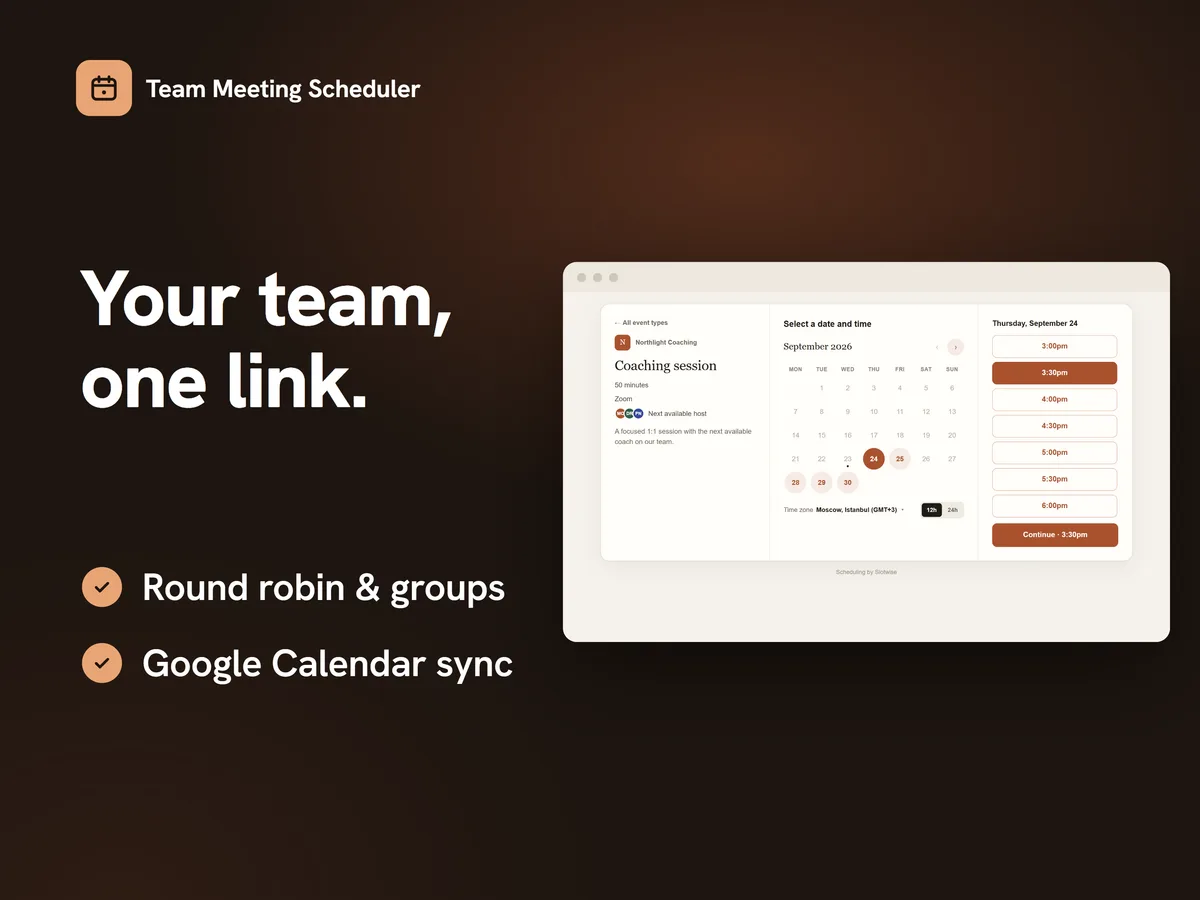 Meeting Scheduler like Cal.com template preview